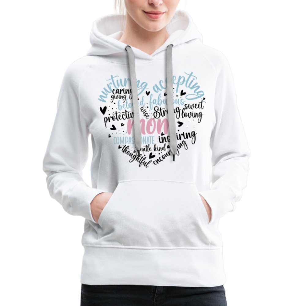 Mom Heart Women’s Premium Hoodie (Word Cloud) - white