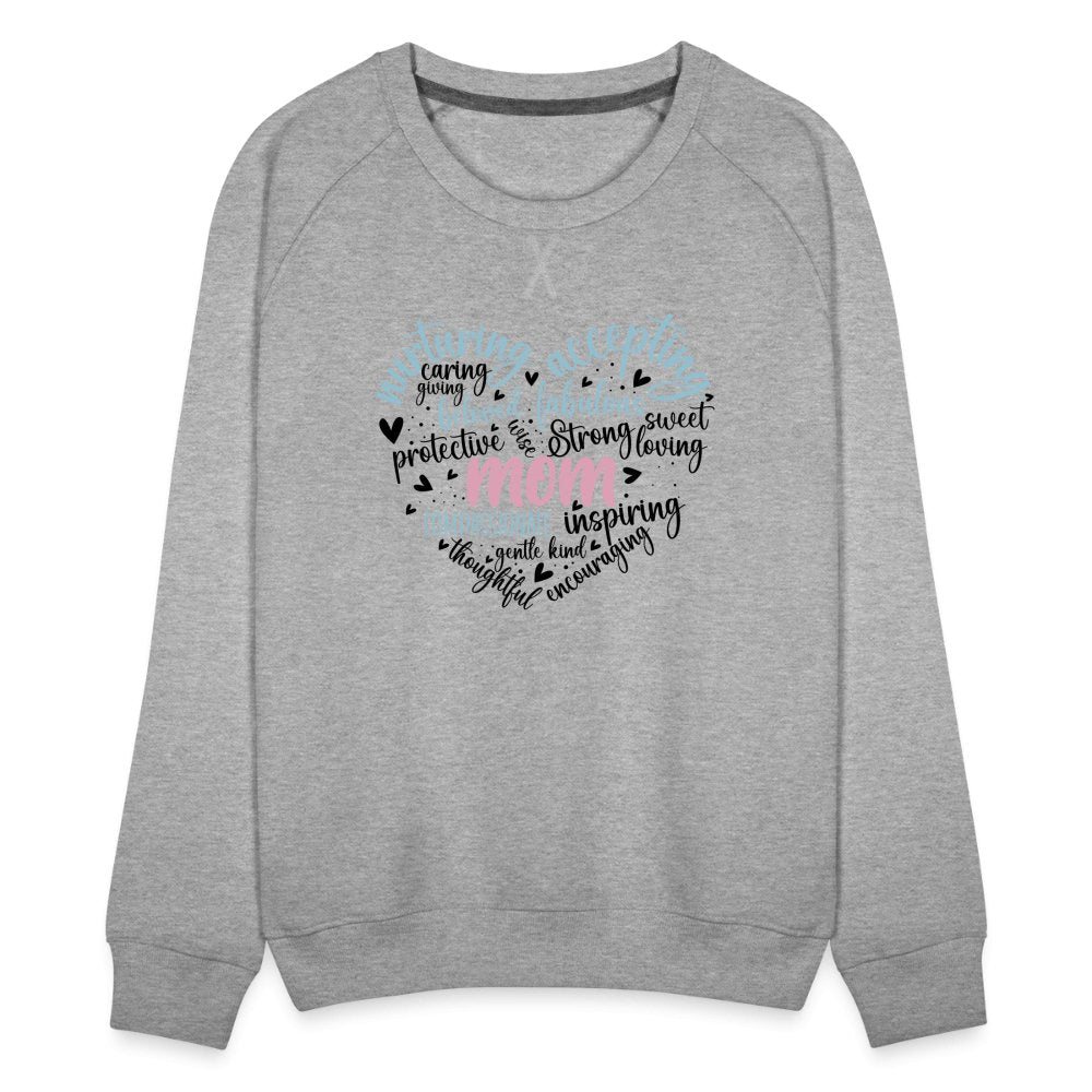 Mom Heart Women’s Premium Sweatshirt (Word Cloud) - heather grey