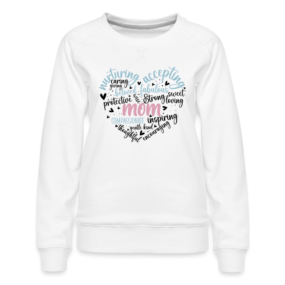 Mom Heart Women’s Premium Sweatshirt (Word Cloud) - white