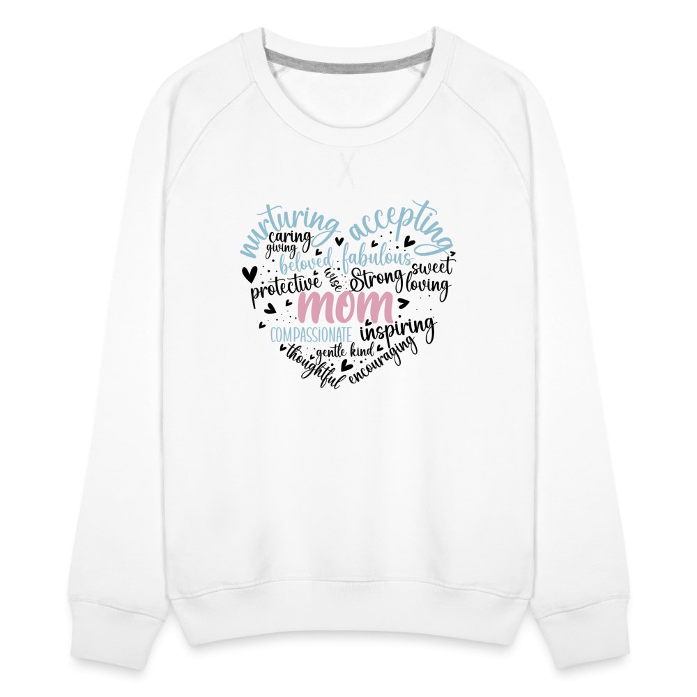 Mom Heart Women’s Premium Sweatshirt (Word Cloud) - white