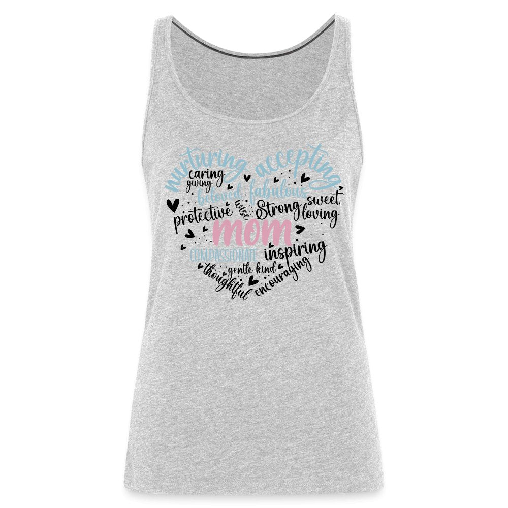 Mom Heart Women’s Premium Tank Top (Word Cloud) - heather gray