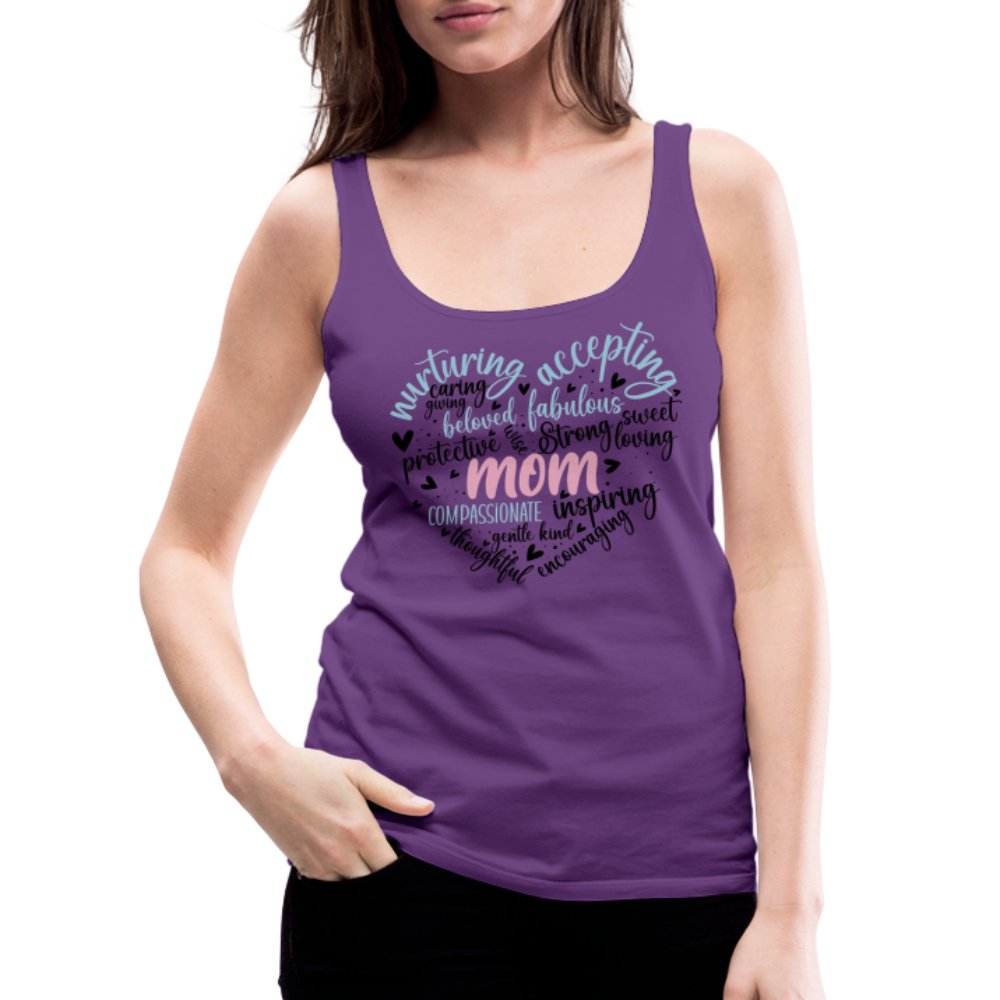 Mom Heart Women’s Premium Tank Top (Word Cloud) - purple