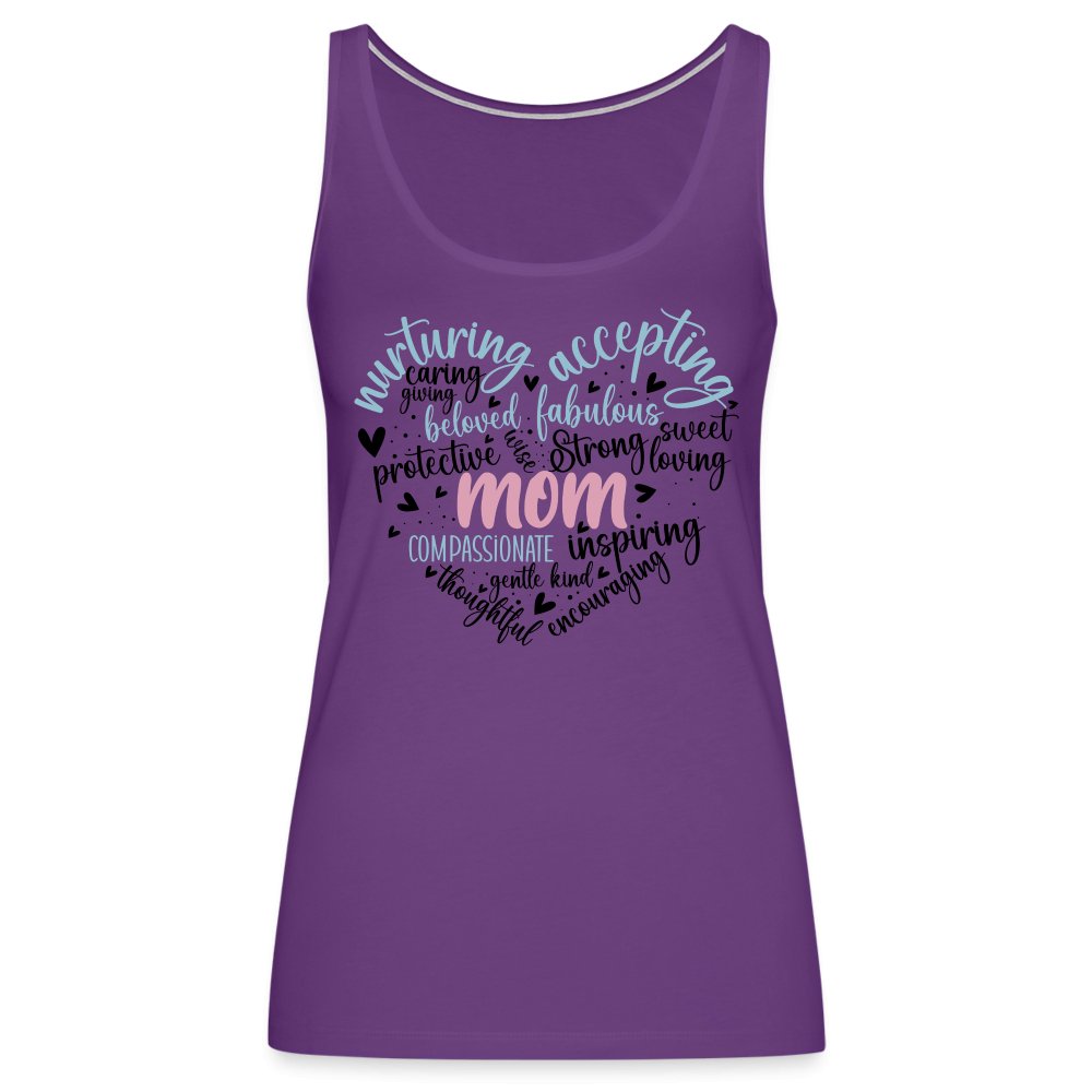 Mom Heart Women’s Premium Tank Top (Word Cloud) - purple