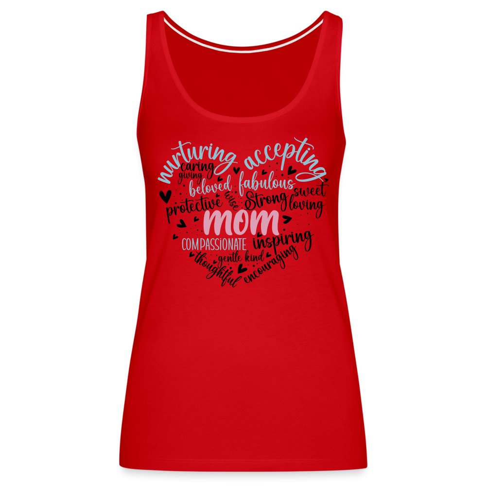 Mom Heart Women’s Premium Tank Top (Word Cloud) - red