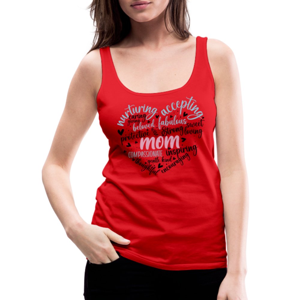 Mom Heart Women’s Premium Tank Top (Word Cloud) - red