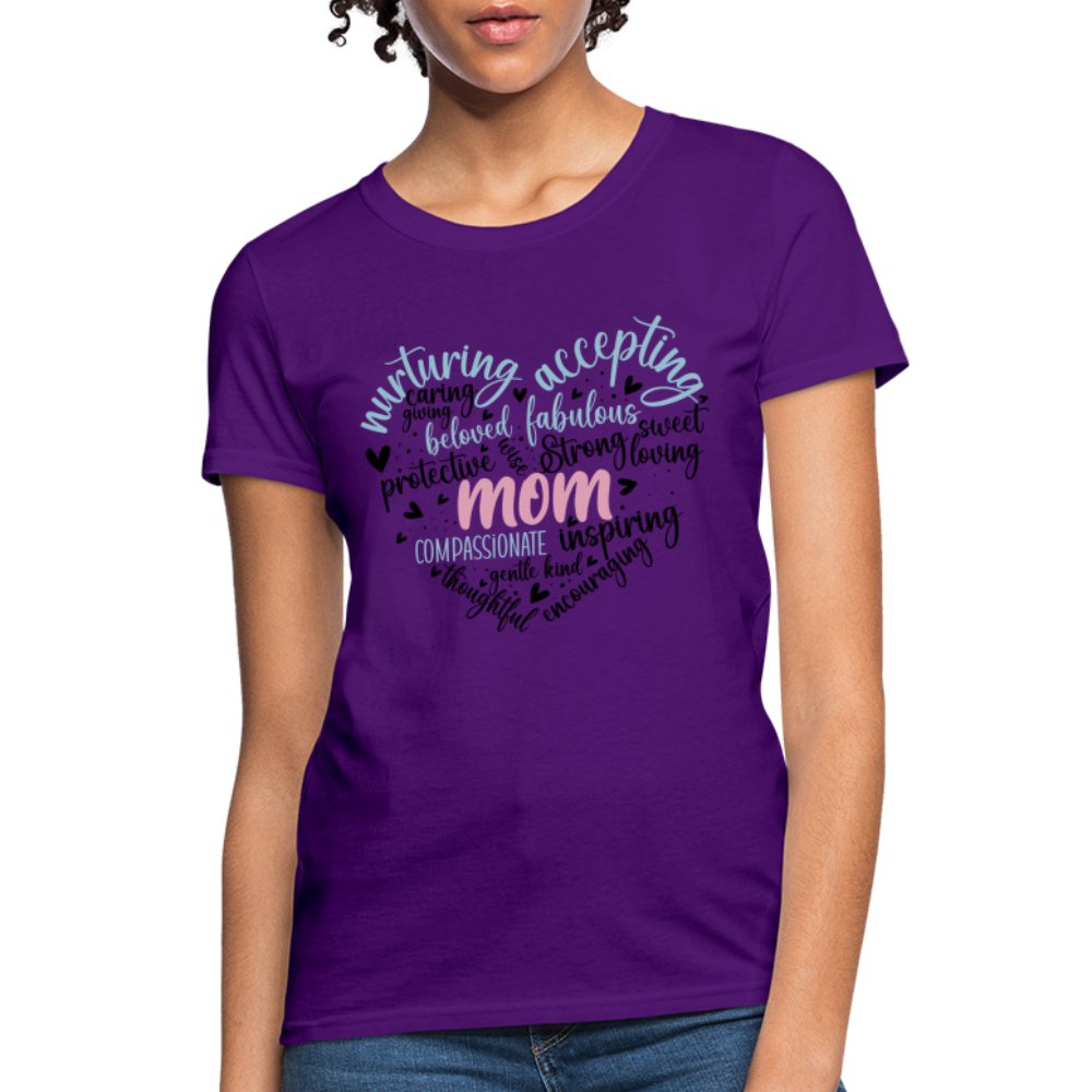 Mom Heart Women's T-Shirt (Word Cloud) - charcoal