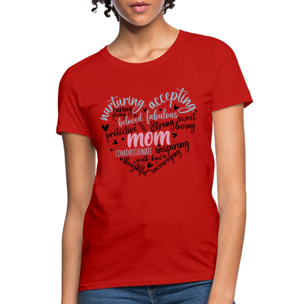 Mom Heart Women's T-Shirt (Word Cloud) - heather gray