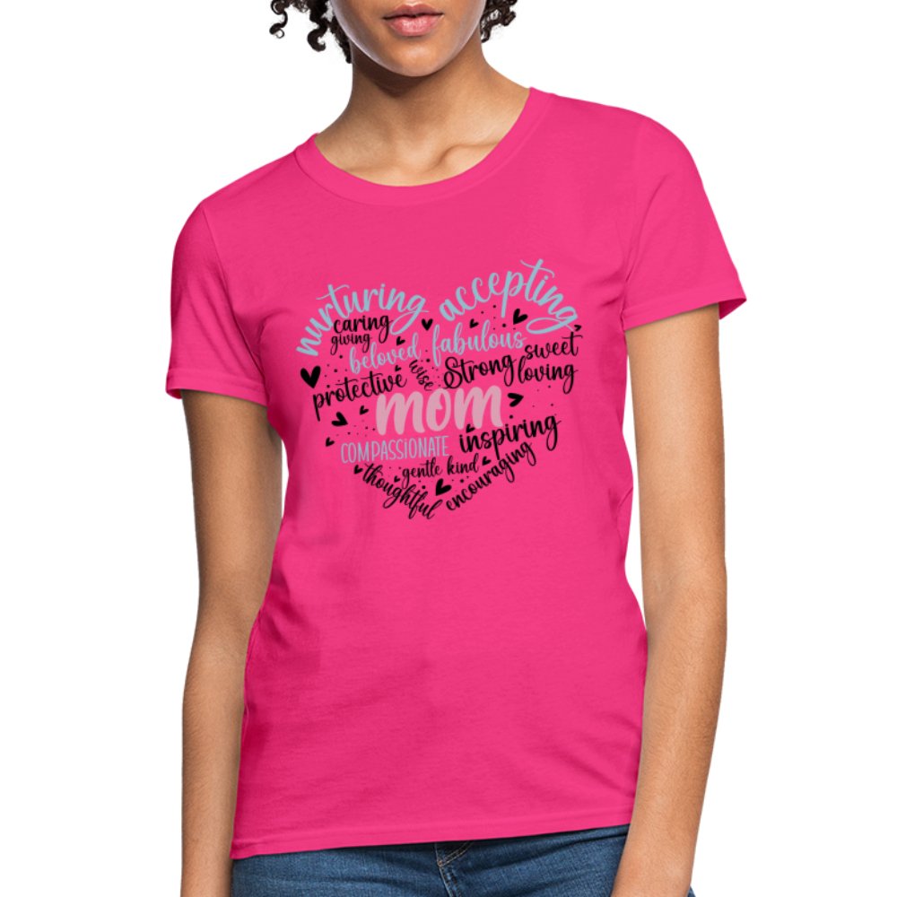 Mom Heart Women's T-Shirt (Word Cloud) - purple heather