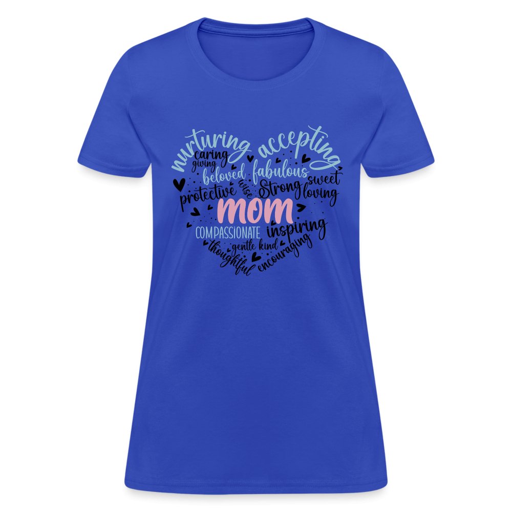 Mom Heart Women's T-Shirt (Word Cloud) - royal blue