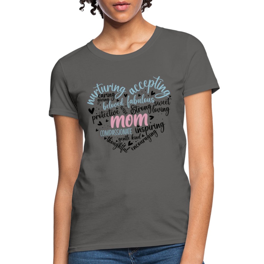 Mom Heart Women's T-Shirt (Word Cloud) - turquoise