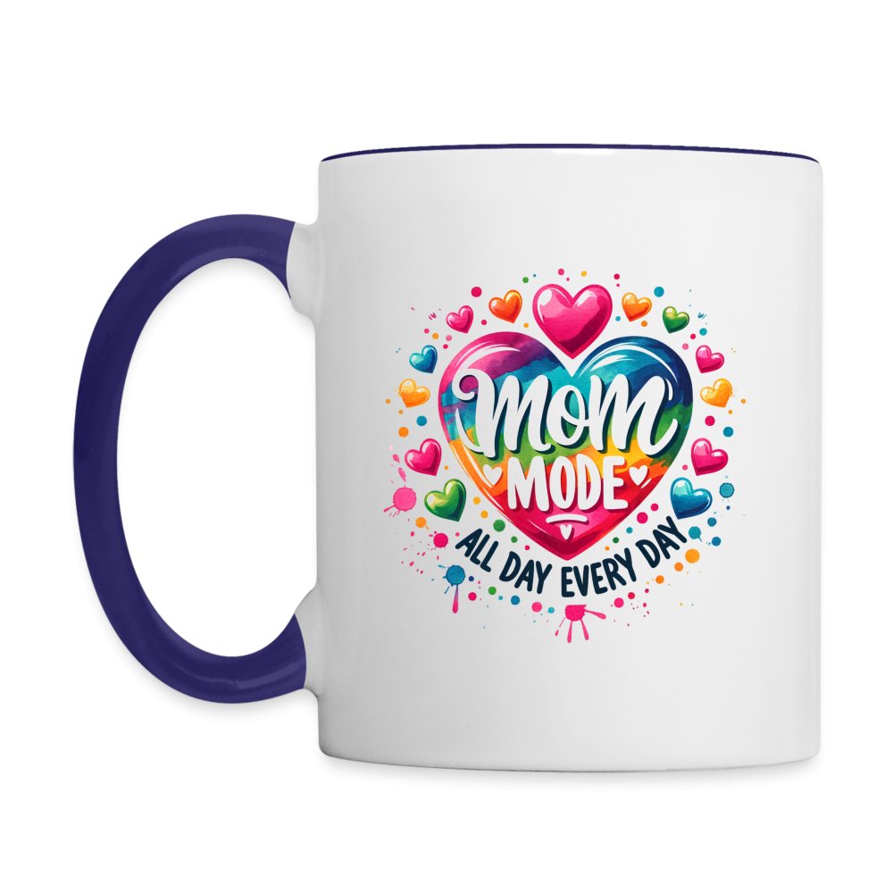 Mom Mode Coffee Mug (All Day Every Day) - white/red