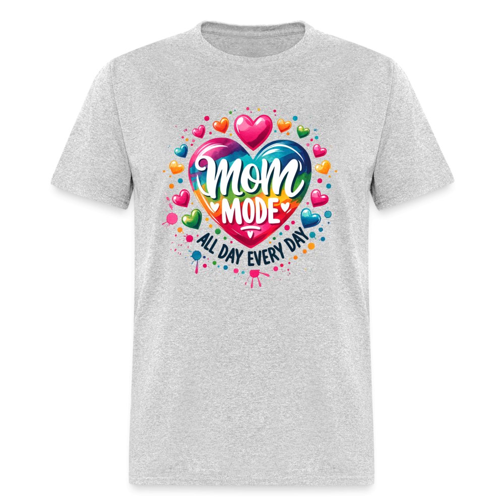 Mom Mode T-Shirt (All Day Every Day) - heather gray