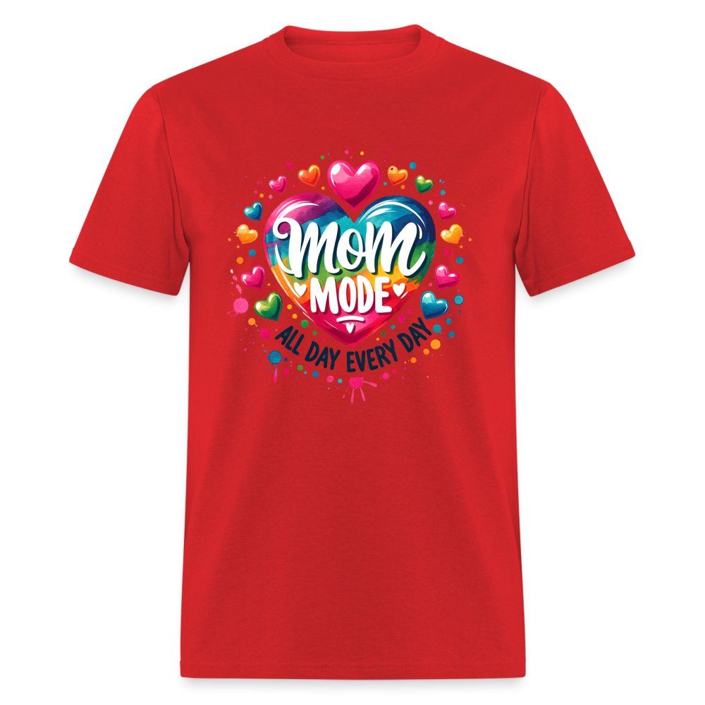 Mom Mode T-Shirt (All Day Every Day) - red