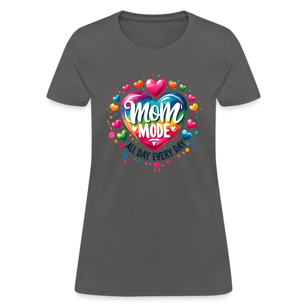 Mom Mode Women's Contoured T-Shirt (All Day Every Day) - charcoal