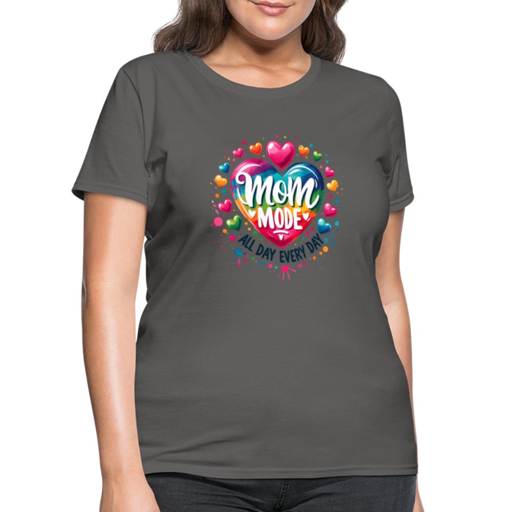 Mom Mode Women's Contoured T-Shirt (All Day Every Day) - charcoal