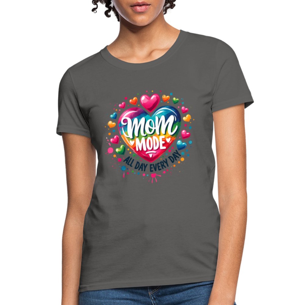 Mom Mode Women's Contoured T-Shirt (All Day Every Day) - charcoal