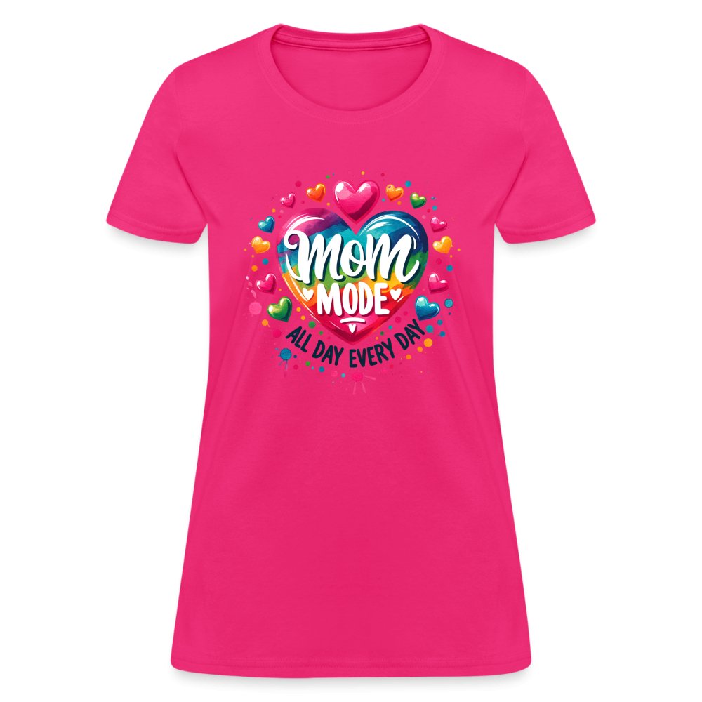 Mom Mode Women's Contoured T-Shirt (All Day Every Day) - fuchsia