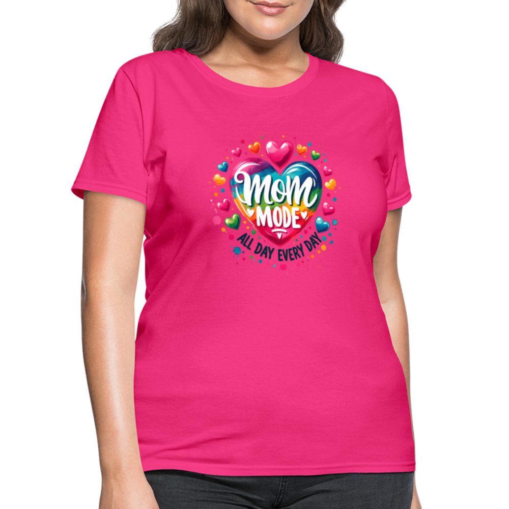 Mom Mode Women's Contoured T-Shirt (All Day Every Day) - fuchsia