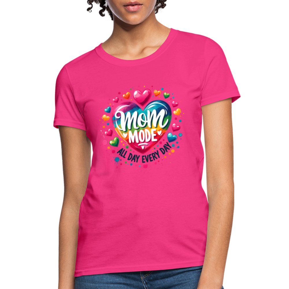 Mom Mode Women's Contoured T-Shirt (All Day Every Day) - fuchsia