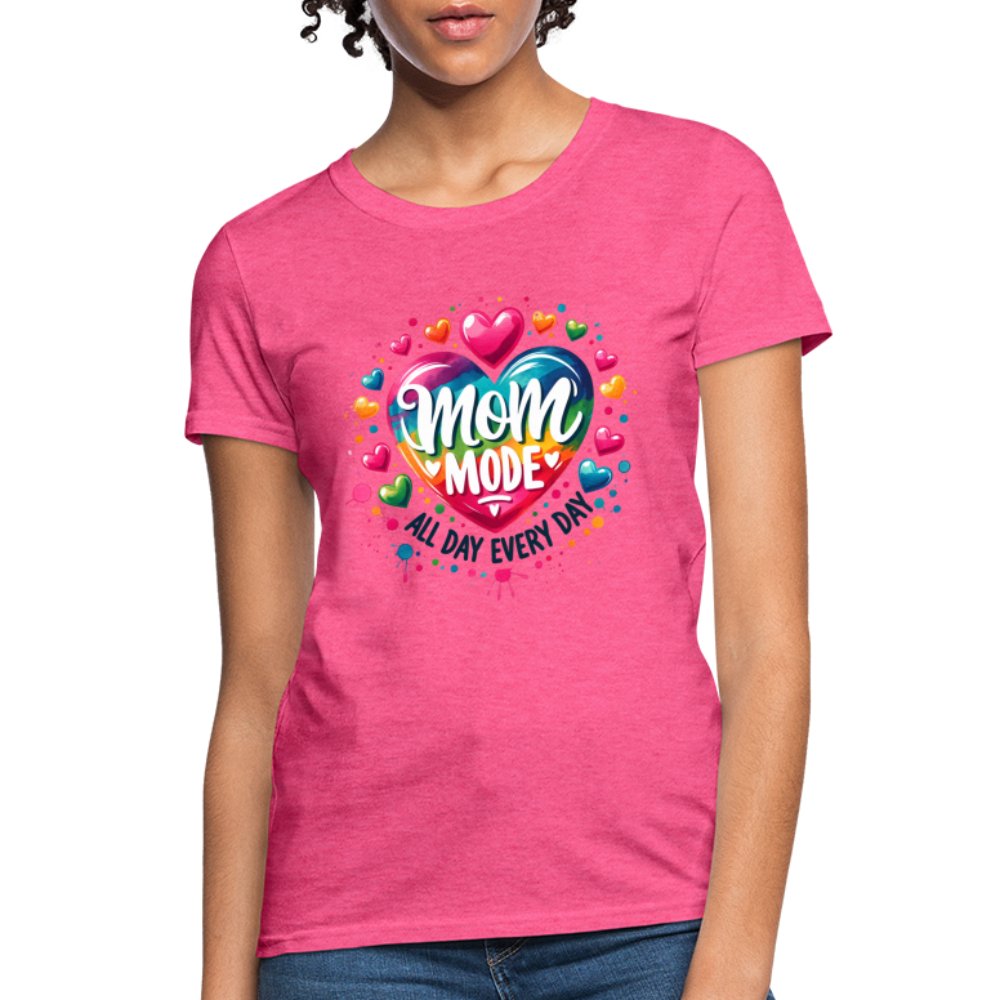 Mom Mode Women's Contoured T-Shirt (All Day Every Day) - heather coral