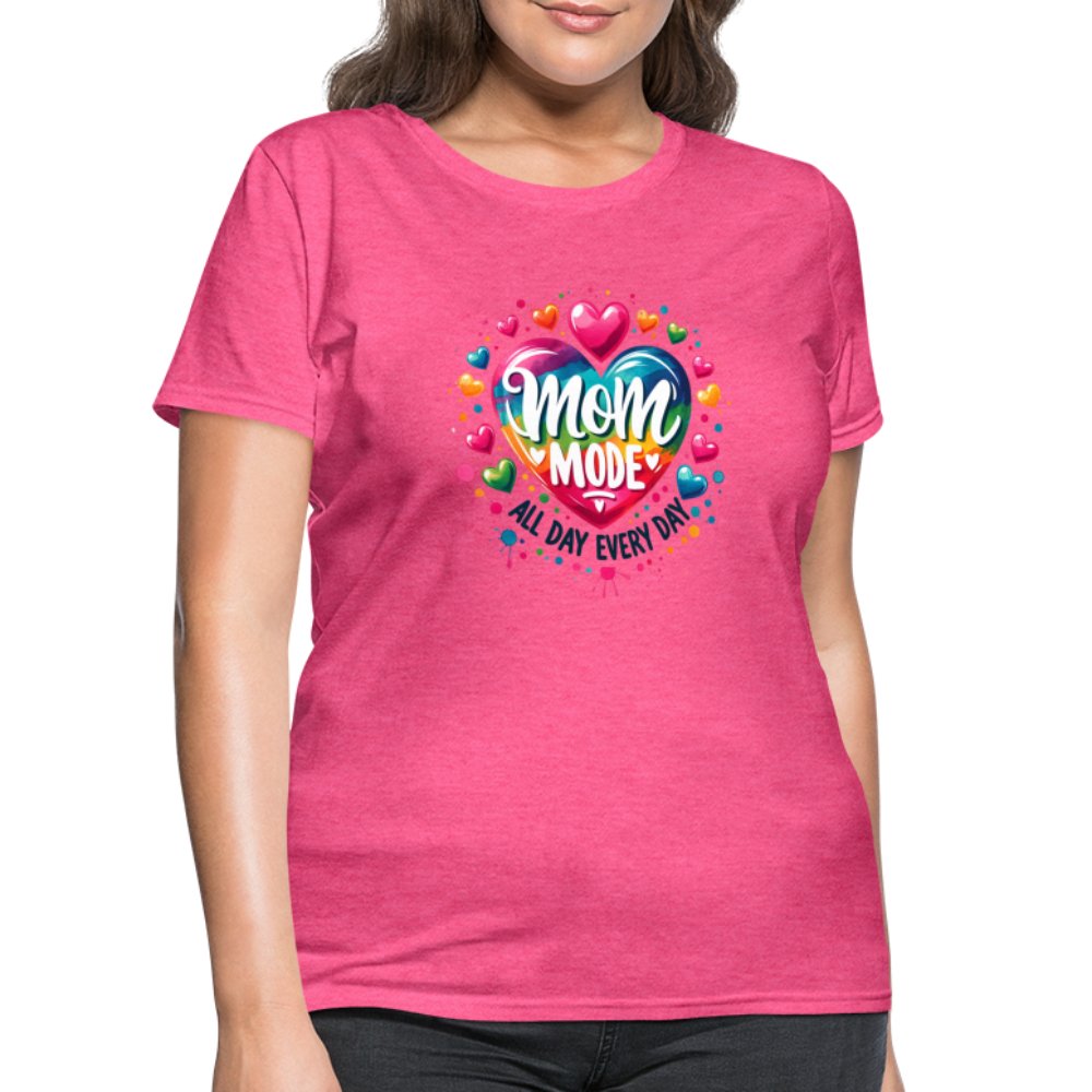 Mom Mode Women's Contoured T-Shirt (All Day Every Day) - heather pink