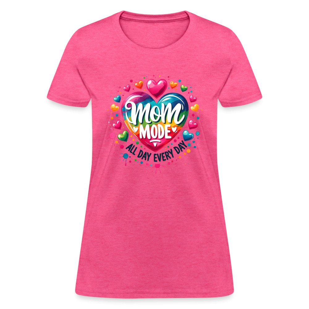 Mom Mode Women's Contoured T-Shirt (All Day Every Day) - heather pink