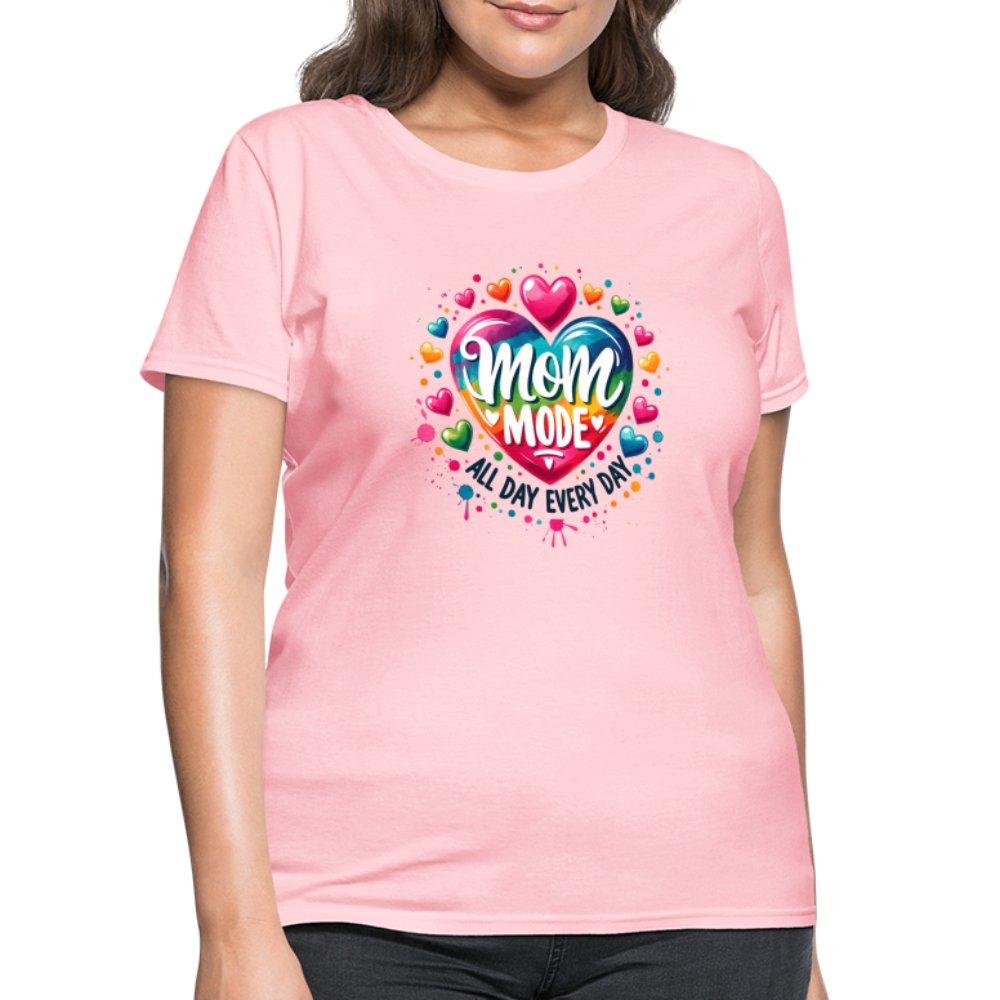 Mom Mode Women's Contoured T-Shirt (All Day Every Day) - pink