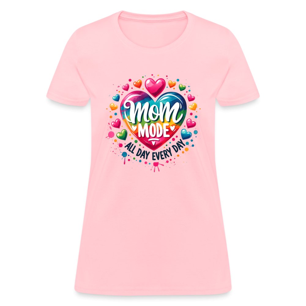 Mom Mode Women's Contoured T-Shirt (All Day Every Day) - pink