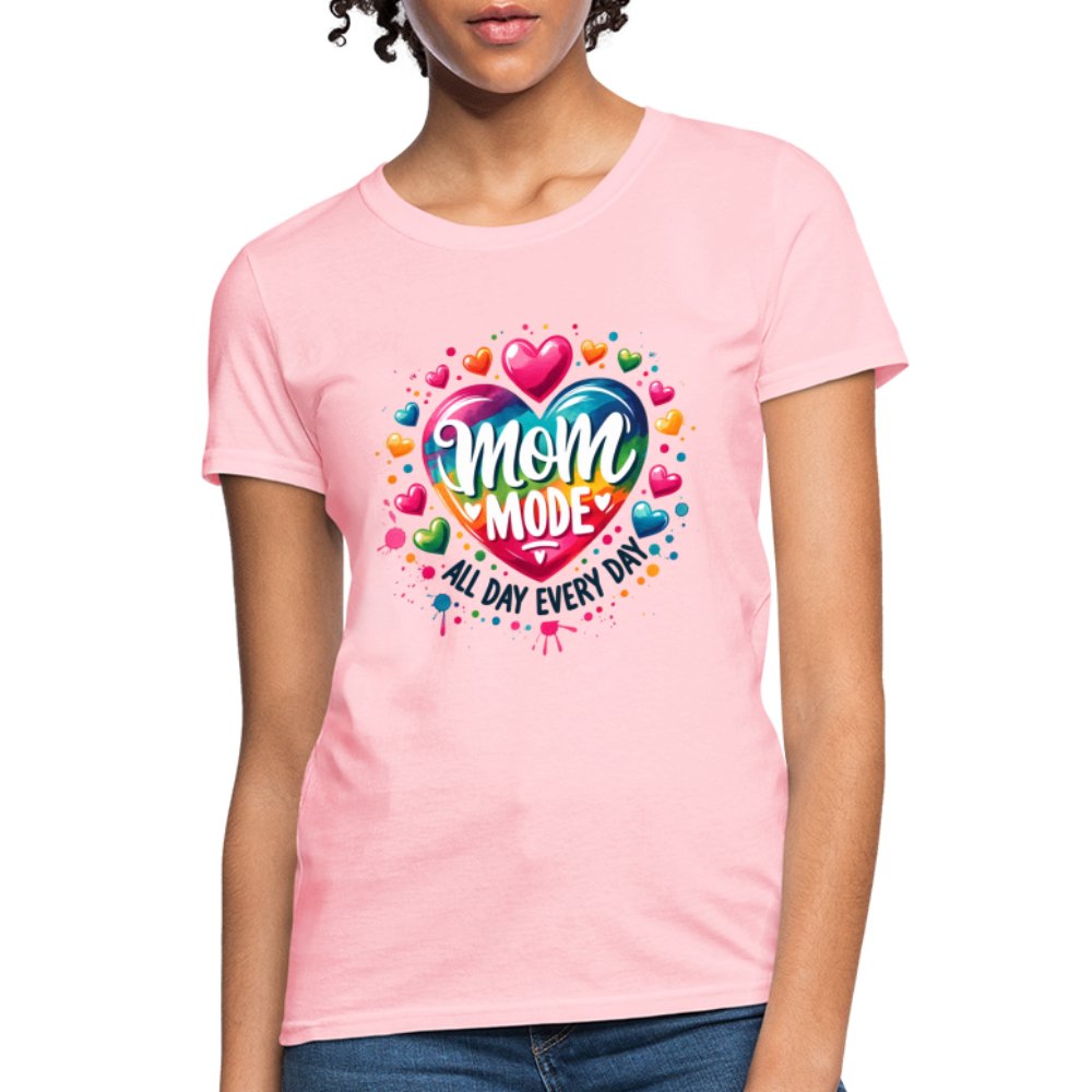 Mom Mode Women's Contoured T-Shirt (All Day Every Day) - pink