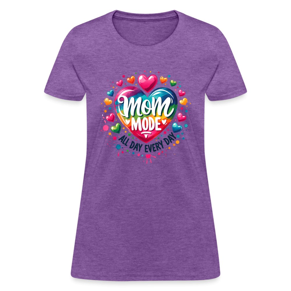 Mom Mode Women's Contoured T-Shirt (All Day Every Day) - purple heather