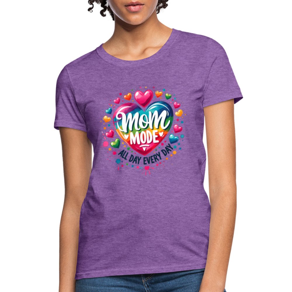 Mom Mode Women's Contoured T-Shirt (All Day Every Day) - purple heather