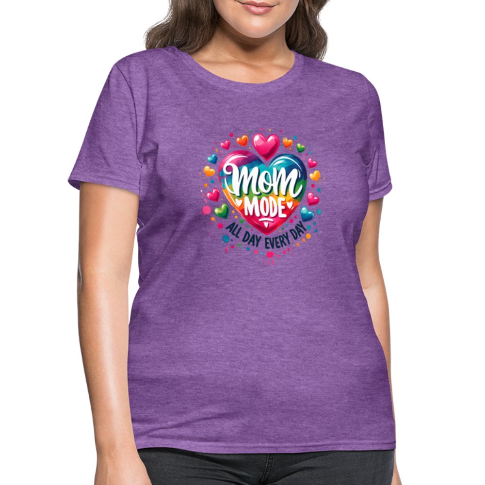 Mom Mode Women's Contoured T-Shirt (All Day Every Day) - purple heather