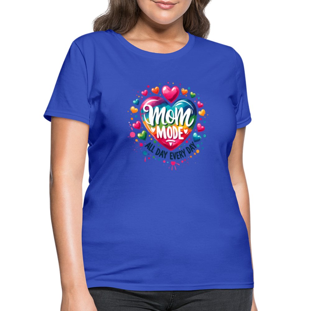 Mom Mode Women's Contoured T-Shirt (All Day Every Day) - royal blue