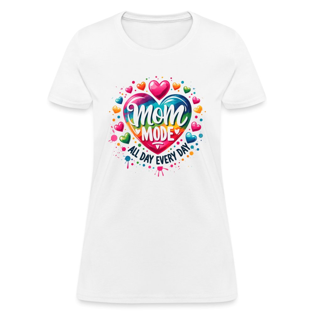 Mom Mode Women's Contoured T-Shirt (All Day Every Day) - white