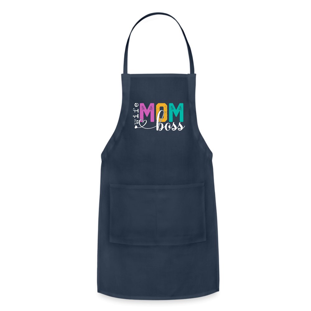 Mom Wife Boss Adjustable Apron - black