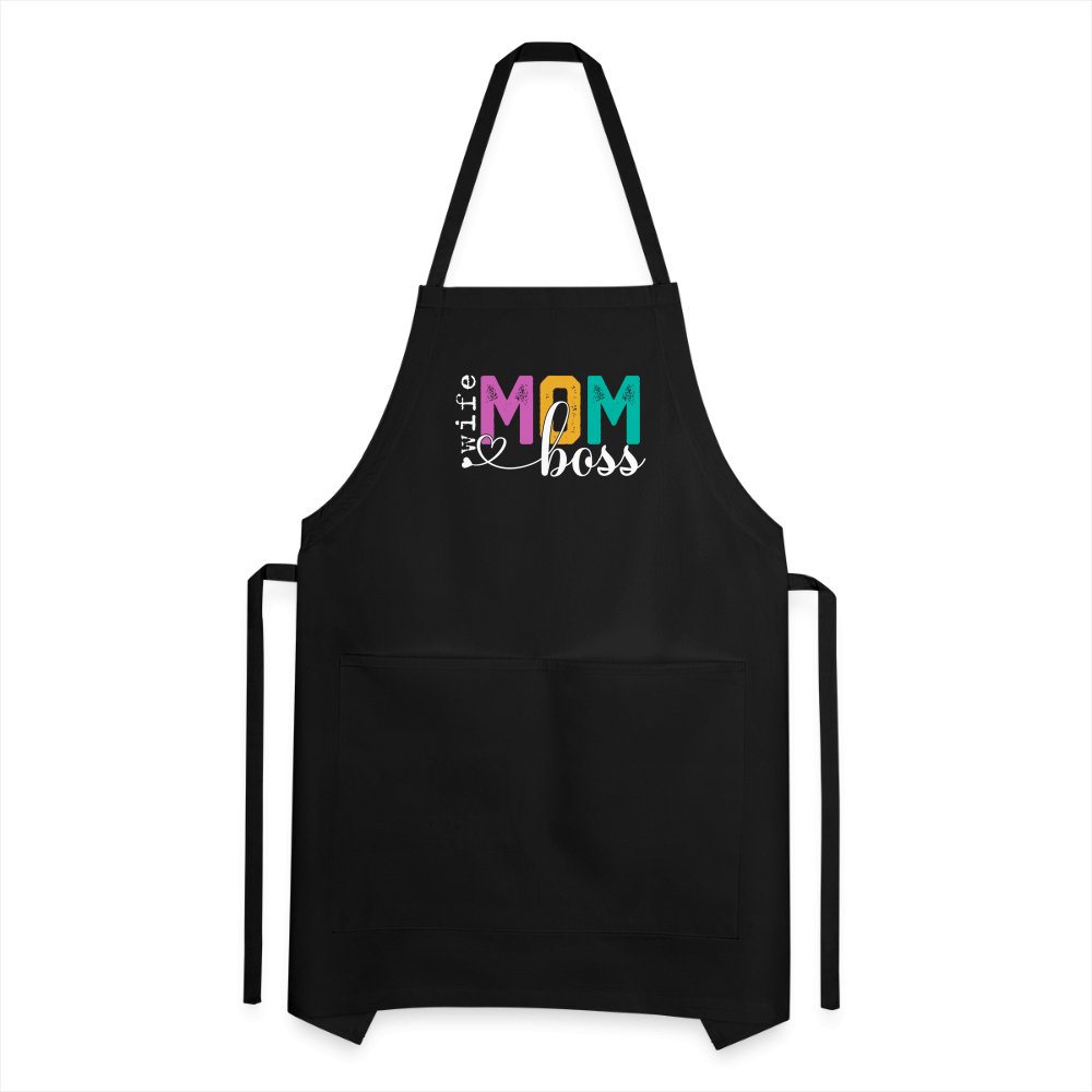 Mom Wife Boss Adjustable Apron - black