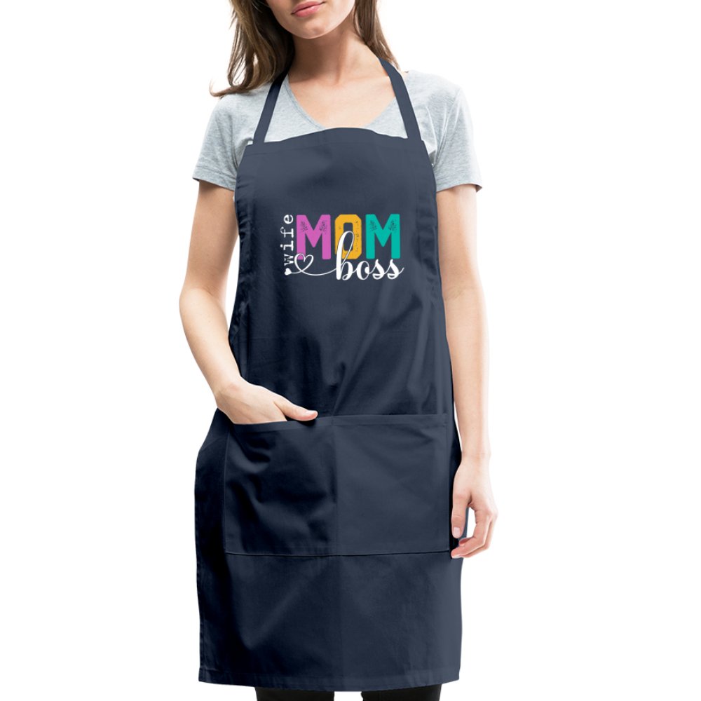 Mom Wife Boss Adjustable Apron - black