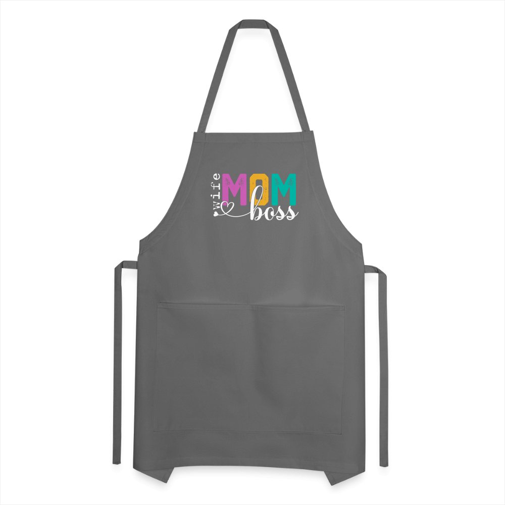 Mom Wife Boss Adjustable Apron - charcoal