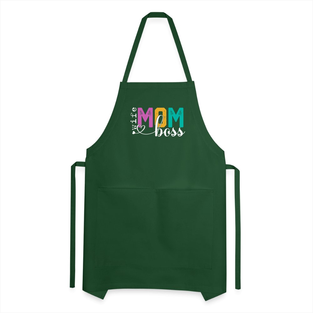 Mom Wife Boss Adjustable Apron - forest green