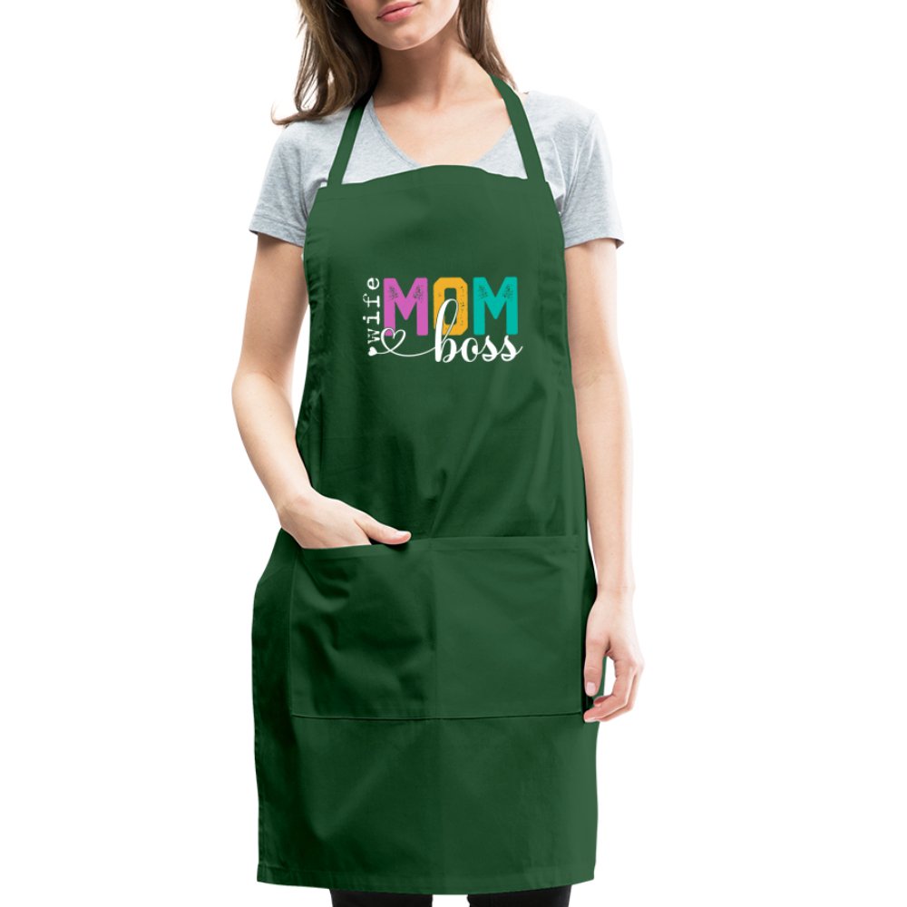 Mom Wife Boss Adjustable Apron - forest green