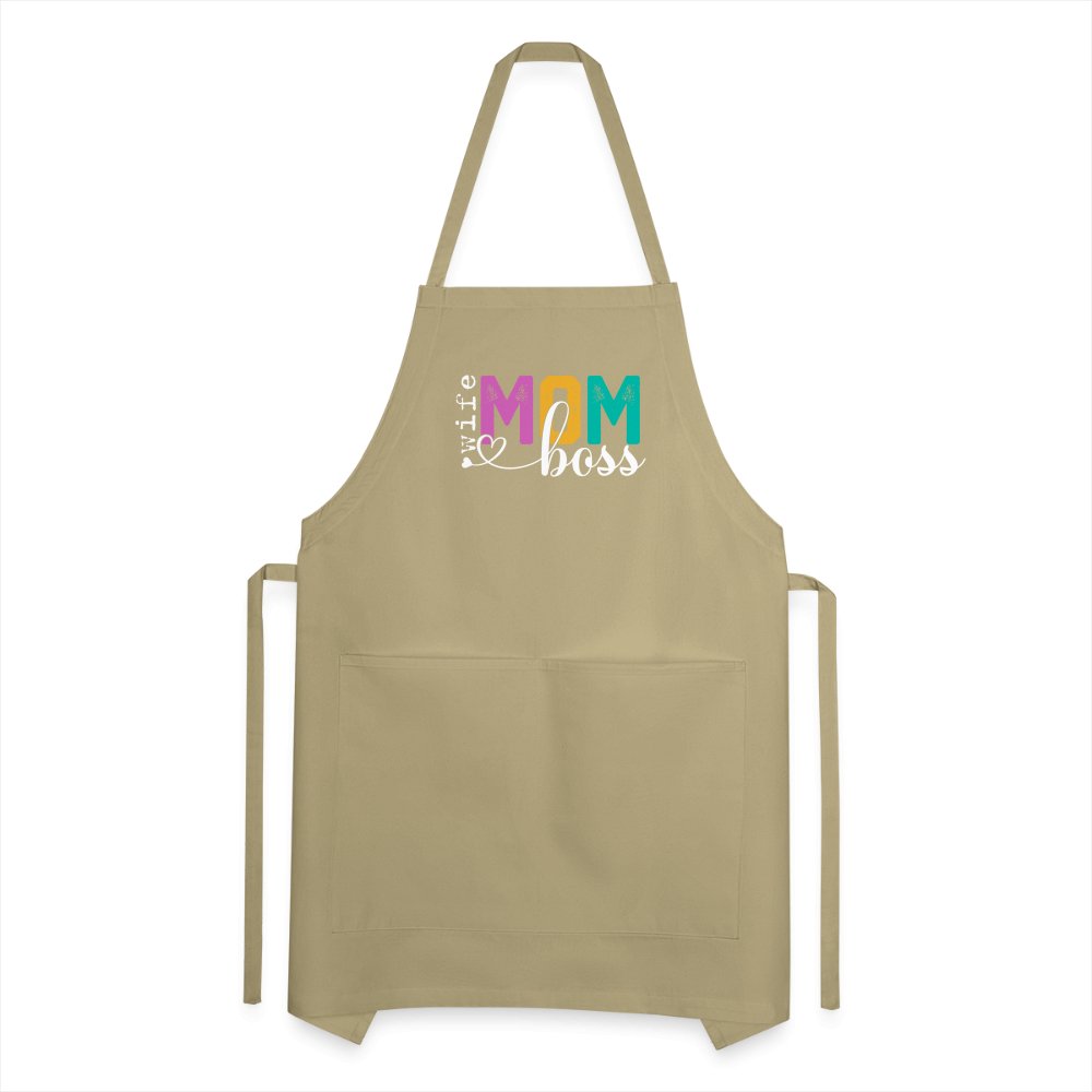 Mom Wife Boss Adjustable Apron - khaki