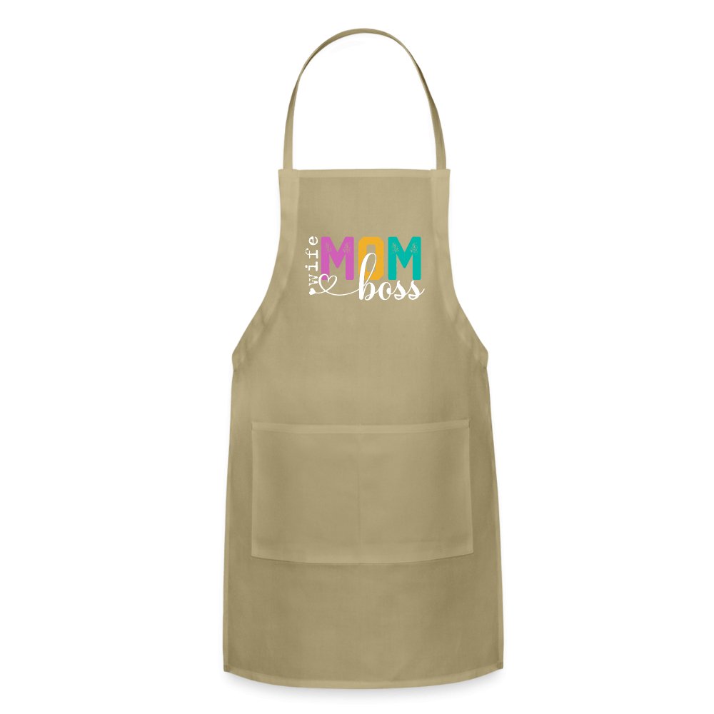 Mom Wife Boss Adjustable Apron - khaki