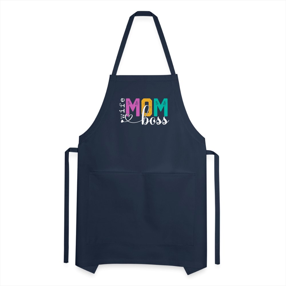 Mom Wife Boss Adjustable Apron - navy