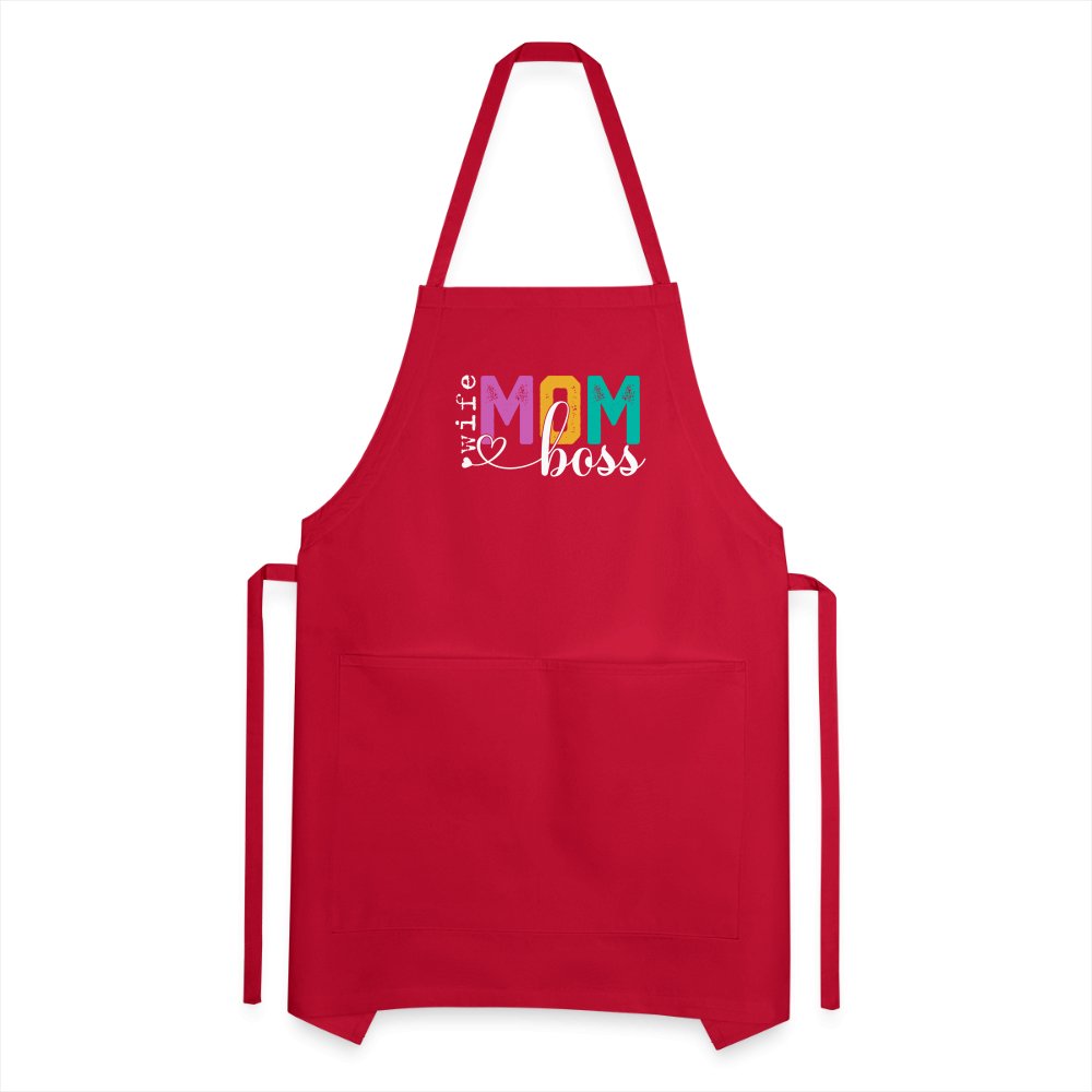 Mom Wife Boss Adjustable Apron - red