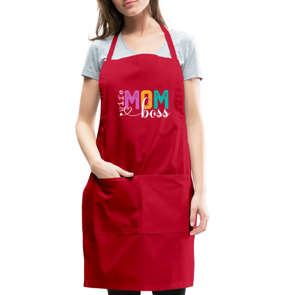 Mom Wife Boss Adjustable Apron - red