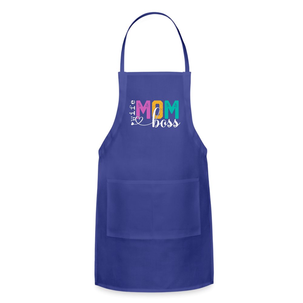 Mom Wife Boss Adjustable Apron - royal blue