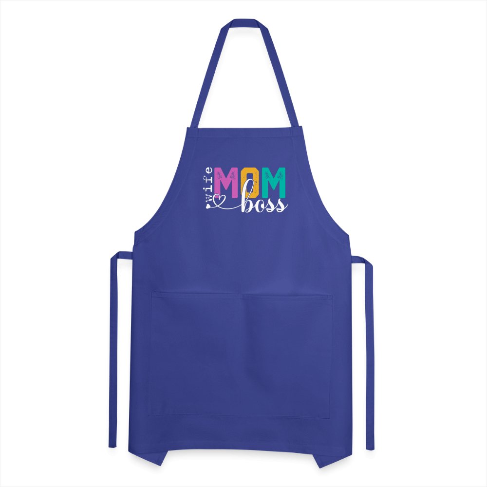 Mom Wife Boss Adjustable Apron - royal blue