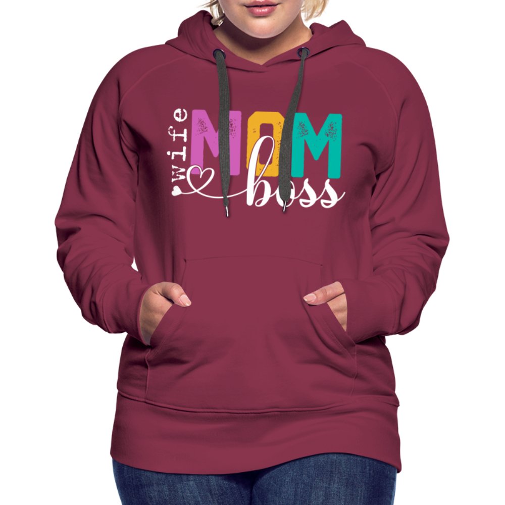 Mom Wife Boss Women’s Premium Hoodie - burgundy