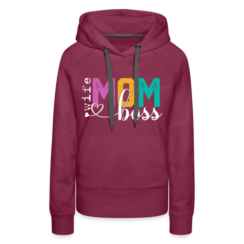 Mom Wife Boss Women’s Premium Hoodie - burgundy