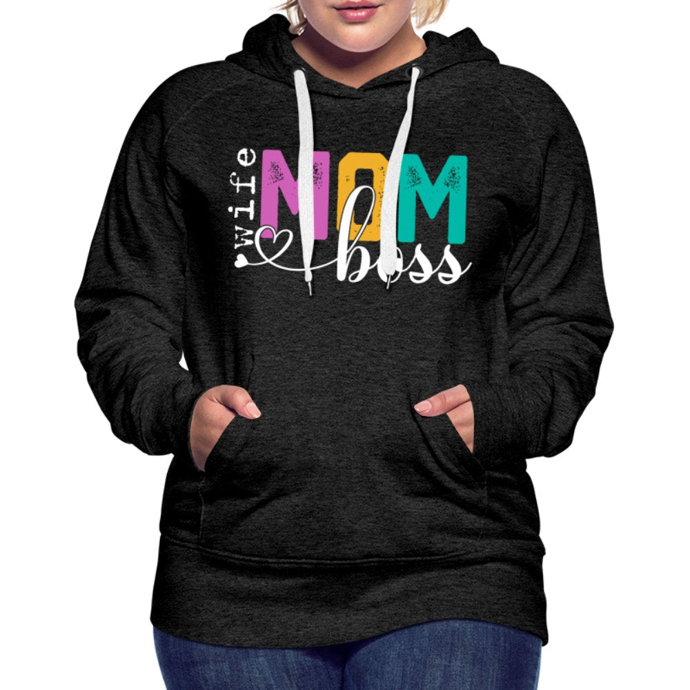 Mom Wife Boss Women’s Premium Hoodie - charcoal grey